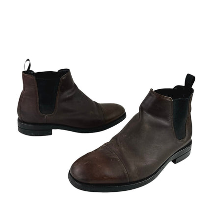 Cole Haan Men's Brown Leather Cap Toe Waterproof Slip On Ankle Boots Size 7.5
