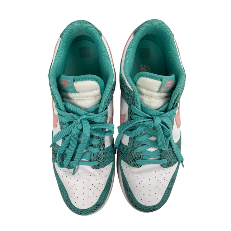 Nike Dunk Low Snakeskin Green Coral Lace Up Low Top Athletic Sneakers Shoes 9