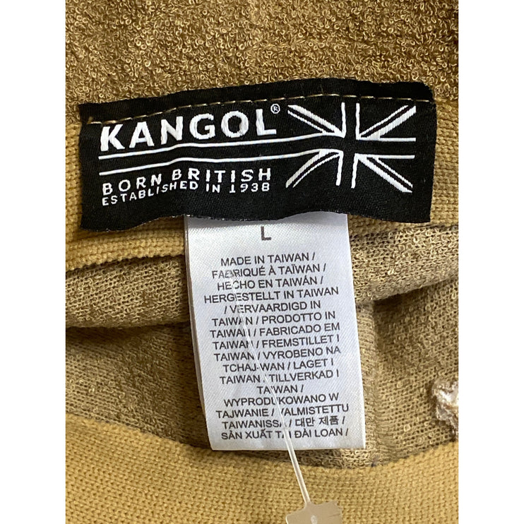 Kangol Bermuda Unisex Oat Beige Faux Suede Logo Round Casual Bucket Cap Hat Sz L