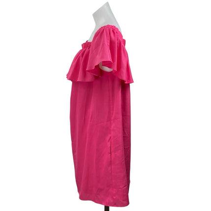 Likely Women's Pink Ruffle Off the Shoulder Mini Casual Shift Dress Size L