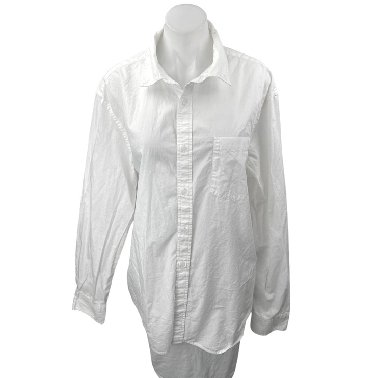 Banana Republic Untucked White Long Sleeve Button Down Slim Fit Shirt Top Sz XL