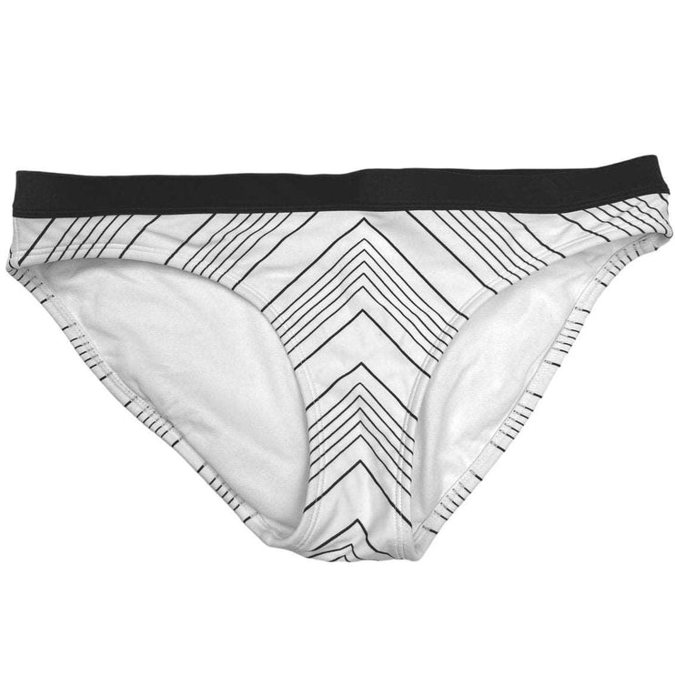 Athleta Chevron Black White Striped Print Bikini Bottom Swimsuit Swimwear Sz S