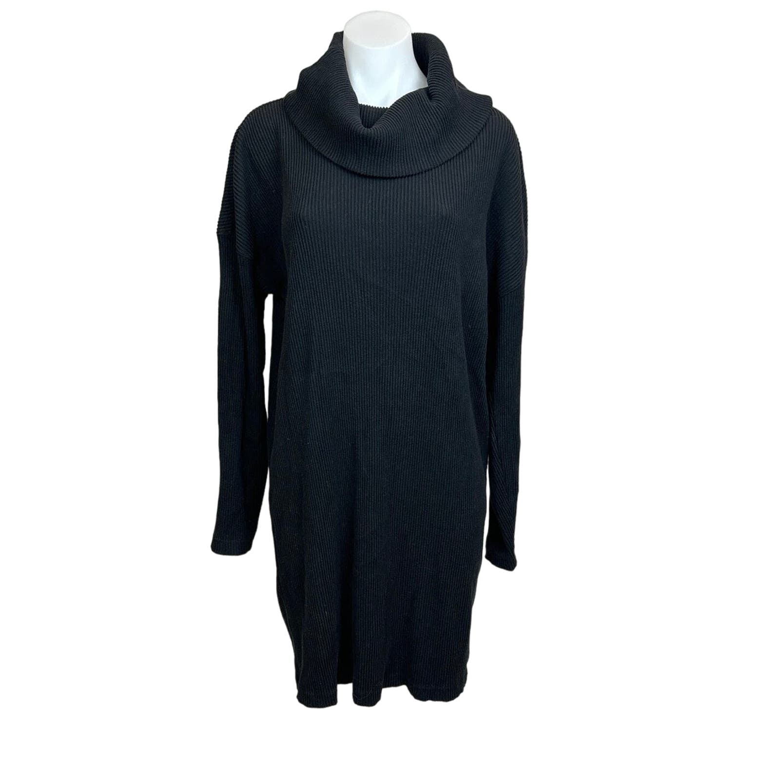 Gap Black Ribbed Knit Cowl Neck Mini Pull On Long Sleeve Sweater Dress Sz S Tall Gap Black Ribbed Knit Cowl Neck Mini Pull On Long Sleeve Sweater Dress Sz S Tall