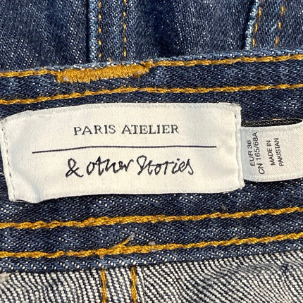 & Other Stories Blue Dark Wash Mid Rise Wide Leg Baggy Denim Jeans Pants Size 36