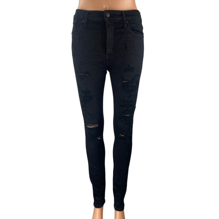 Agolde Women's Black High Waisted Distressed Y2k Skinny Denim Jeans Size 27
