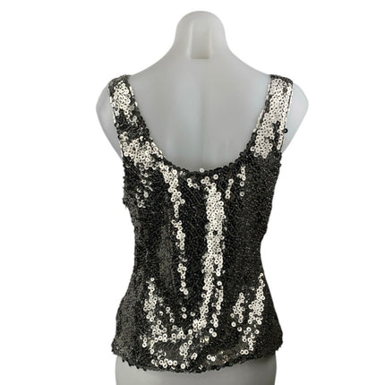 Zara Women's Black Sequin Embellished Sleeveless Scoop Neck Crop Tank Top Size M