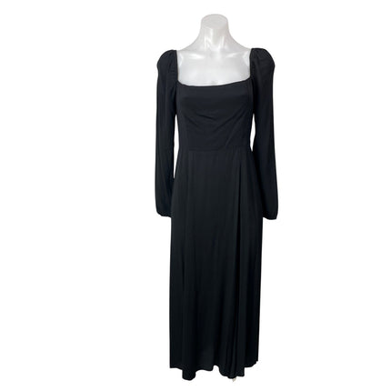 Reformation Sigmund Women's Black Long Sleeves Fitted Square Neck Midi Dress 6