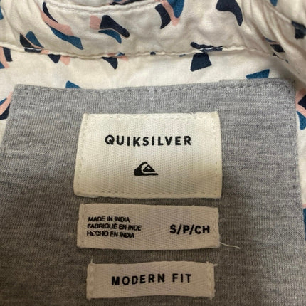 Quiksilver Men's White Printed Modern Short Sleeve Button Up Shirt Top Size S