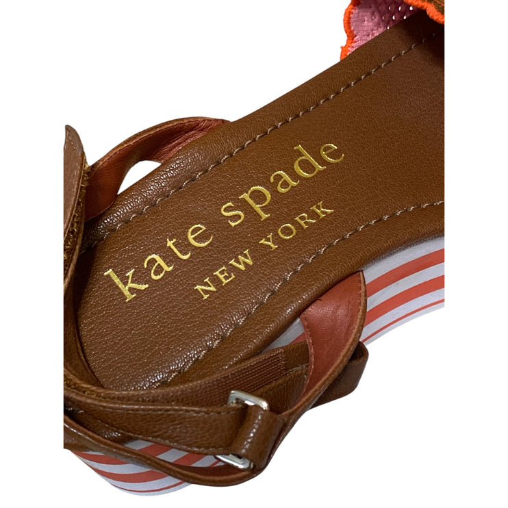 Kate Spade Women's Pink High Rise Sling Back Paltform Wedge Sandals Size 10