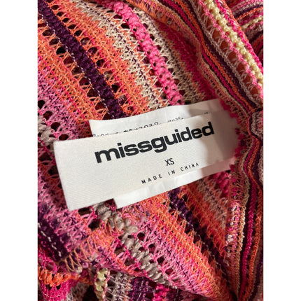 Missguided Multicolor Stripe Crochet High Rise Maxi Pencil Bodycon Skirt Size XS