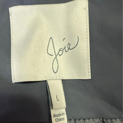 Joie Casella Women's Gray Lamb Leather Asymmetric Zip Moto Biker Coat Jacket L