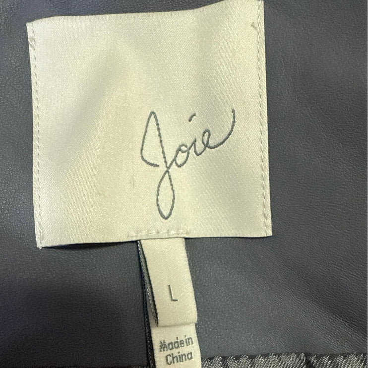 Joie Casella Women's Gray Lamb Leather Asymmetric Zip Moto Biker Coat Jacket L