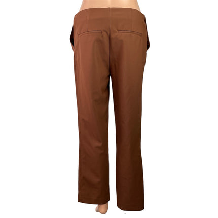 Christian Siriano Women's Brown High Rise Straight Leg Trousers Pants Size 6