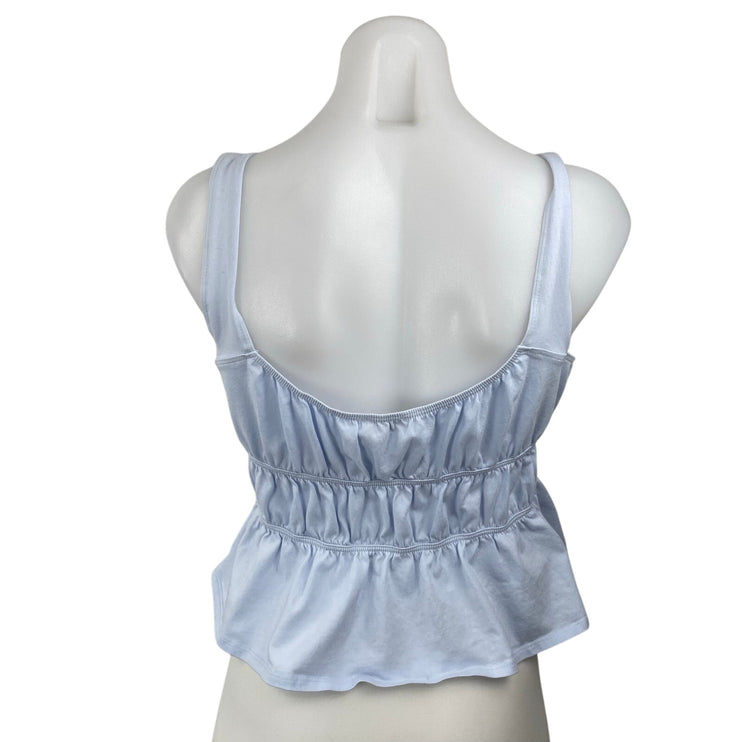NEW Aritzia Sunday Best Marine Smocked Sleeveless Crop Babydoll Cami Tank Top S