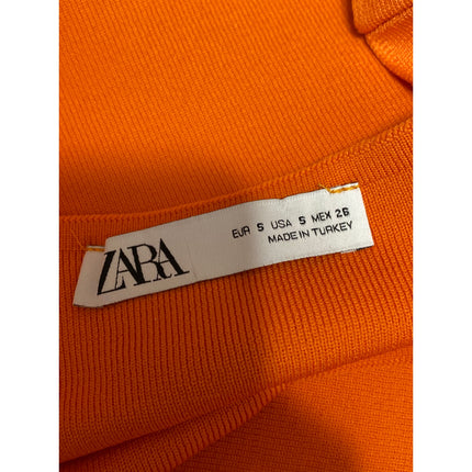 Zara Women's Orange Knit Sleeveless Square Neck Mini A-Line Tank Dress Size S