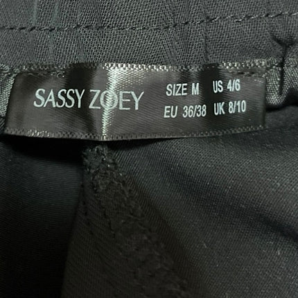 Sassy Zoey Black Pleated High Waisted Wide Leg Trousers Dress Pants Size 4/6