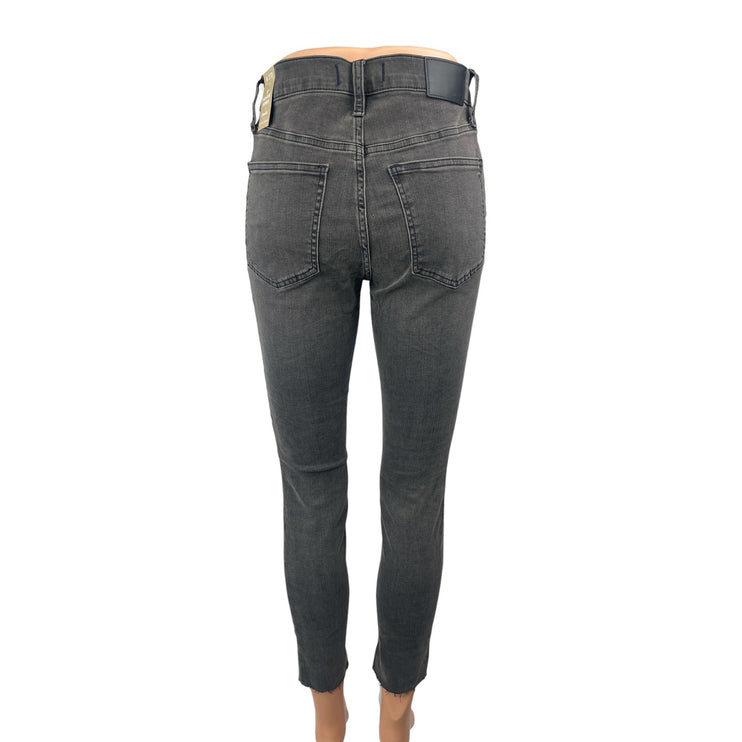 NEW Madewell Gray Distressed Raw Hem Mid Rise Skinny Denim Jeans Pants Size 27P