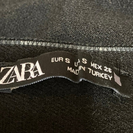 Zara Black Short Sleeve Mock Neck Knit Stretch Sweater Mini Bodycon Dress Size S