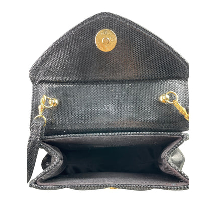 Michelle LaLonde Black Snap Seashell Shape Beaded Strap Evening Handbag Size OS