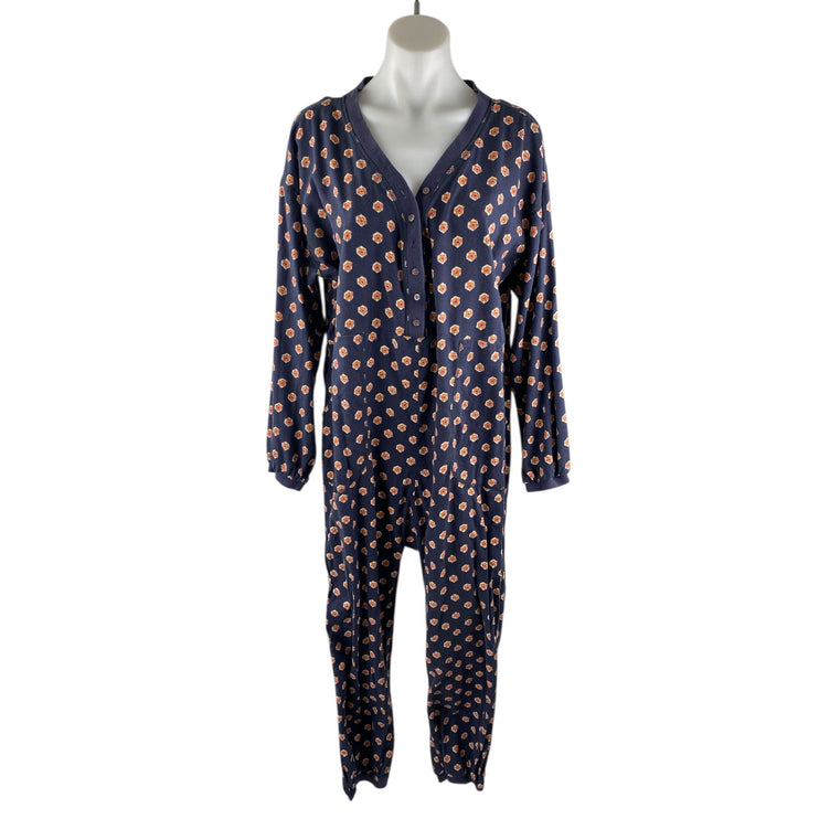 Anthropologie Fireside Flannel Button Down Top Jumpsuit Sleepwear Pajama Set S
