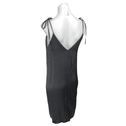 Topshop Black Sleeveless Tie Strap Button Up Cami Tank Mini Slip Dress Size 4