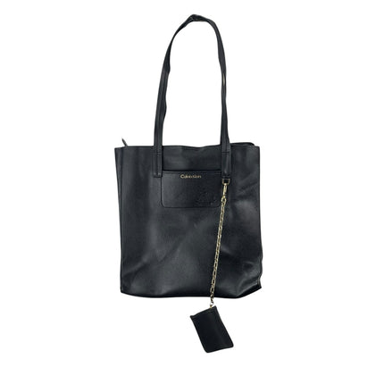 Calvin Klein Anya Signature Chain Black Faux Leather Purse Tote Shoulder Bag OS
