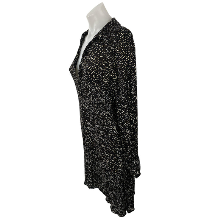 & Other Stories Black White Dotted Polka Dots Long Sleeve A Line Mini Dress Sz 8