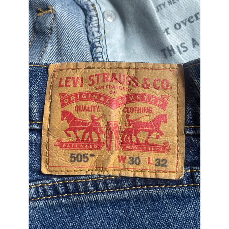 Levi's 505 Men's Blue Medium Wash High Rise Slim Straight Denim Jeans Pants 30