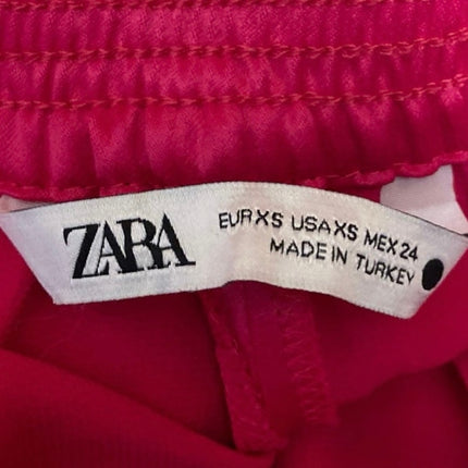 Zara Women's Pink High Waisted Pull On Smocked Trousers Sweat Pants Size XS