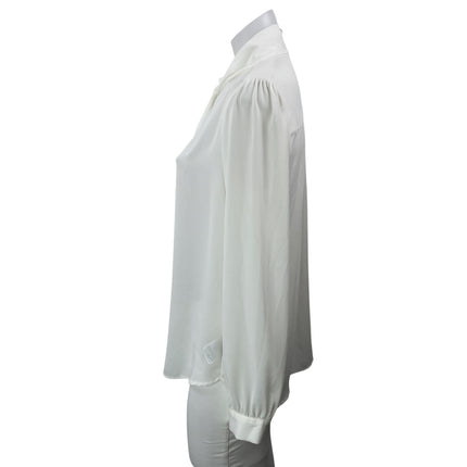 J. Crew Women's White Long Sleeves Bow Tie Neck Sheer Draped Blouse Top Size XS