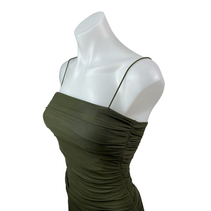 Princess Polly Tara Women's Green Ruched Sleeveless Mini Cami Bodycon Dress Sz 4