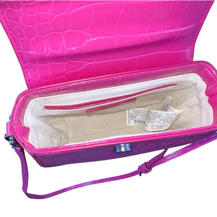 ZARA Womens Pink Faux Crocodile Leather Mini Crossbody Shoulder Handbag OS