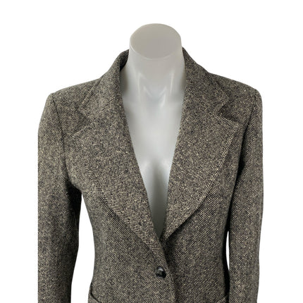Veva Medem 100% Wool Gray Long Sleeve Notch Collar Blazer Over Coat Jacket Sz 38