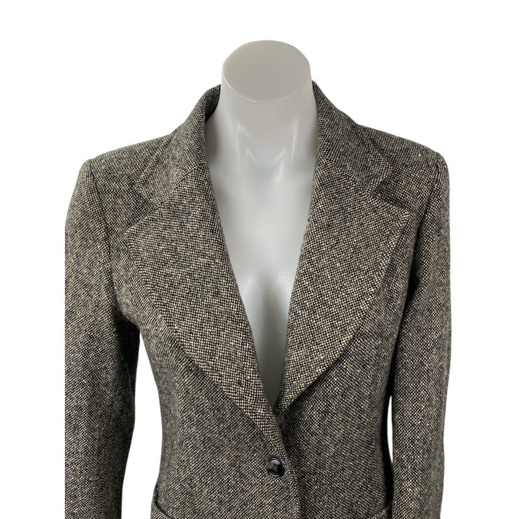 Veva Medem 100% Wool Gray Long Sleeve Notch Collar Blazer Over Coat Jacket Sz 38