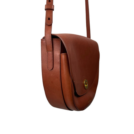 Mansur Gavriel Brandy Orange Brown Vegan Leather Mini Sling Crossbody Saddle Bag