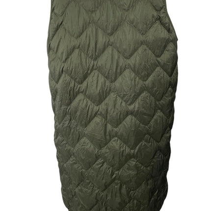 Uniqlo Ultra Light Down Green Quilted Sleeveless Long Tank Sweater Vest Top Sz L