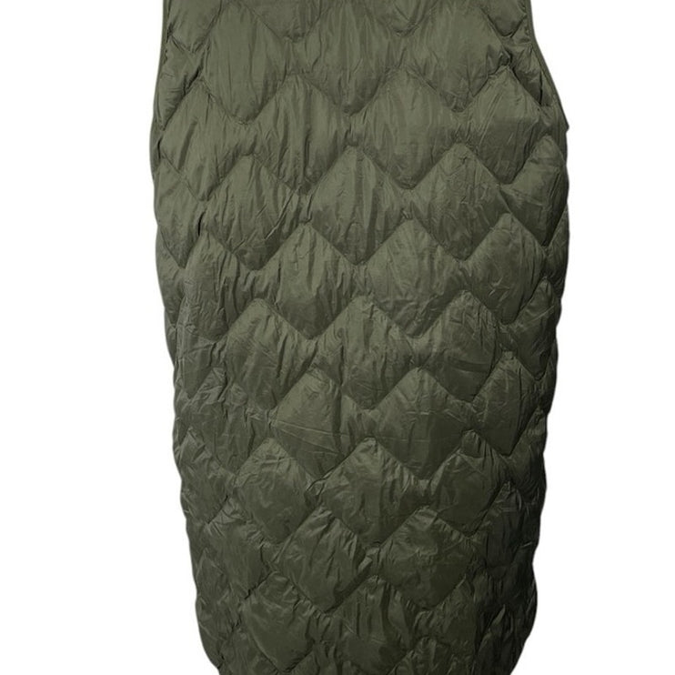 Uniqlo Ultra Light Down Green Quilted Sleeveless Long Vest Puffer Coat Jacket L