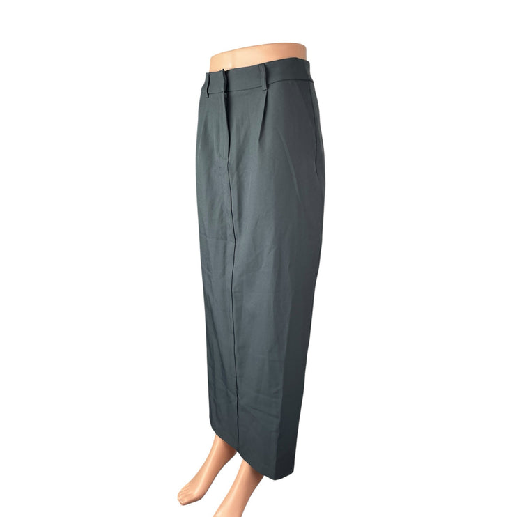 Princess Polly Women's Dark Gray High Waisted Slit Pleated Pencil Midi Skirt 4
