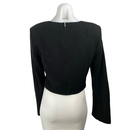 Elizabeth and James Women's Black Long Bell Sleeve Career Crop Blouse Top Size 6