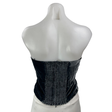 Reformation Giorgia Blue Velvet Velour Sleeveless Strapless Tube Crop Top Size 2
