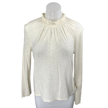 Madewell Texture & Thread Cream Ruffle Mock Neck Long Sleeve Knit Sweater Top M