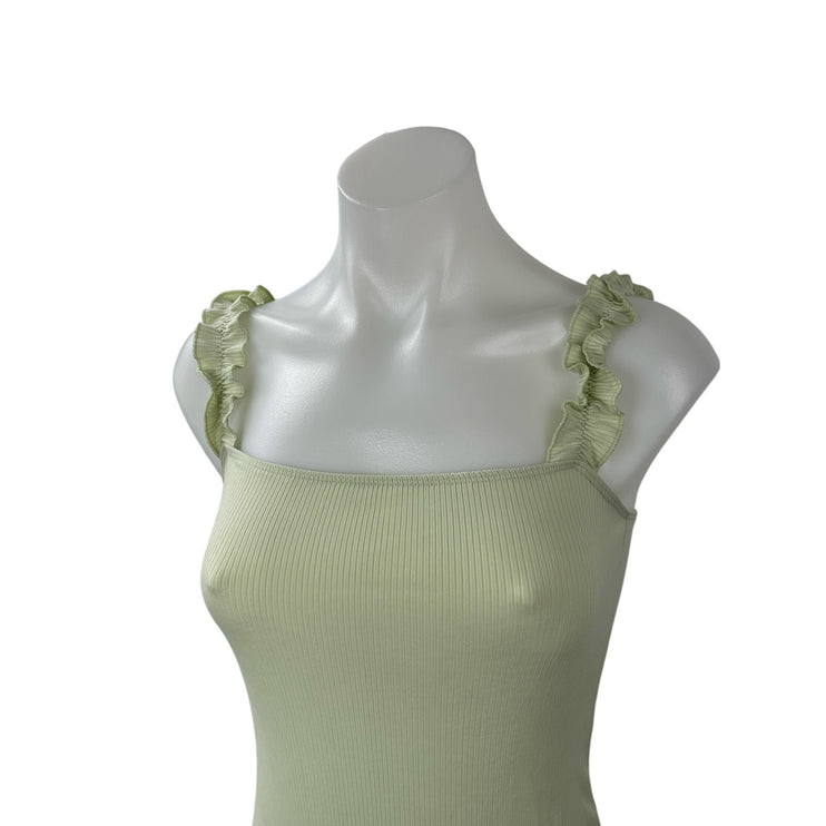 Aritzia Sunday Best Double Zero Square Neck Sleeveless Ruffled Bodysuit Top Sz S