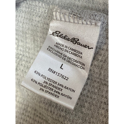 Eddie Bauer Men's Gray Heather Long Sleeve Crew Neck Waffle Knit Thermal Tee L