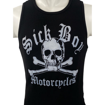 Sick Boy Motorcycles Black Graphic Ribbed Sleeveless Muscle Tee Tank Top Size XL