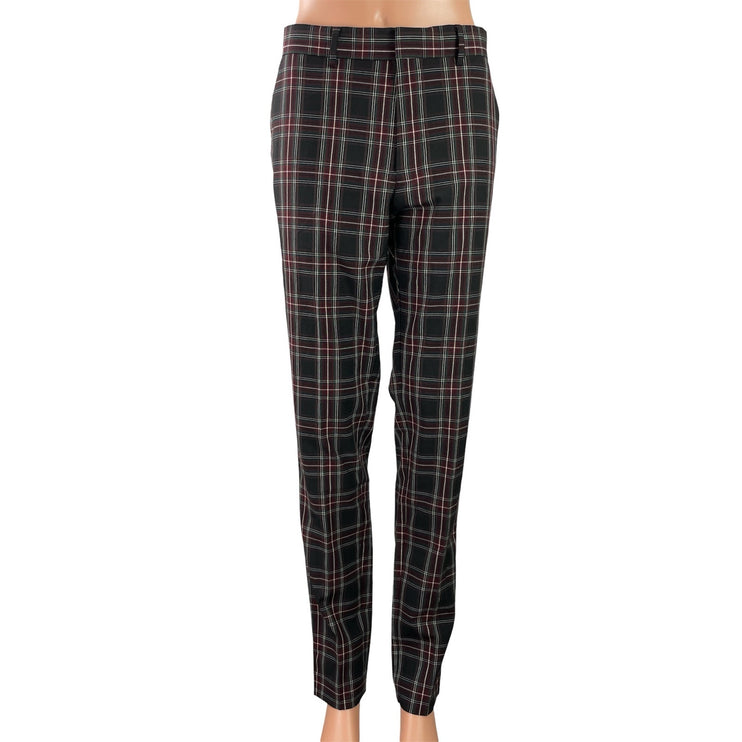 NEW Asos Women's Black Plaid Flannel Check Tapered High Rise Trousers Pants 34
