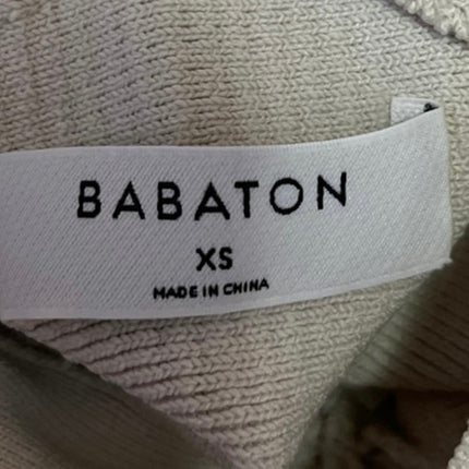Aritzia Babaton Sculpt Beige Ribbed Knit Cross Strap Sleeveless Crop Tank Top XS