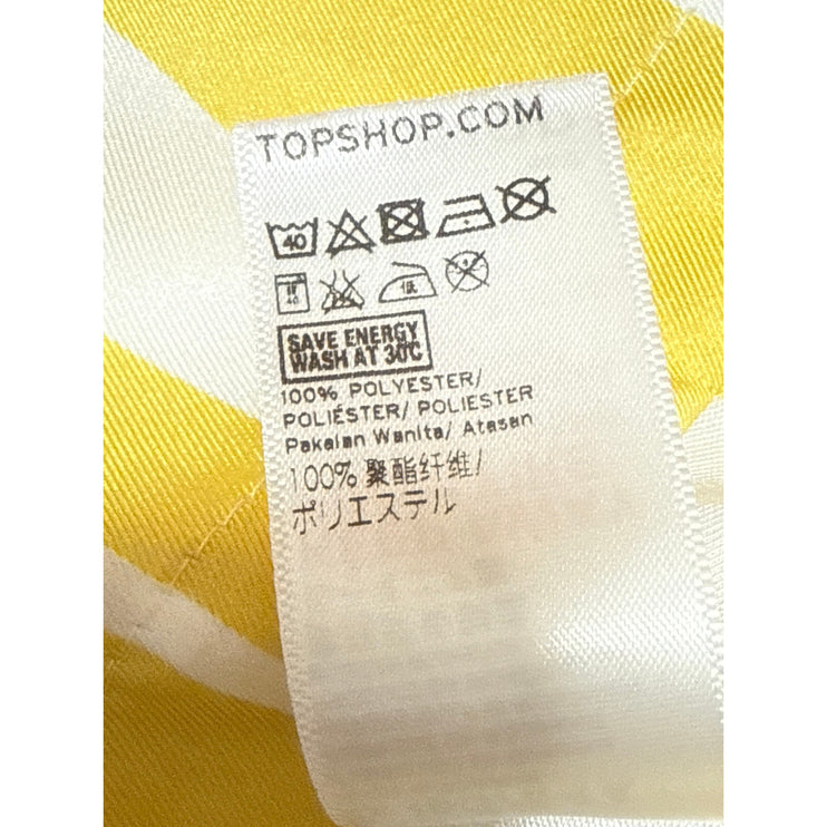 TopShop Women's Yellow Stripe Collared Long Sleeve Button Up Shirt Blouse Top 4