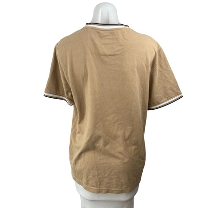 Denim & Flower Womens Beige Crew Neck Short Sleeve Tee Ringer T-Shirt Top Size L