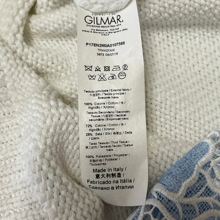 Gilmar Women's White Floral Embroidered Crew Neck Long Sleeve Sweater Size 4