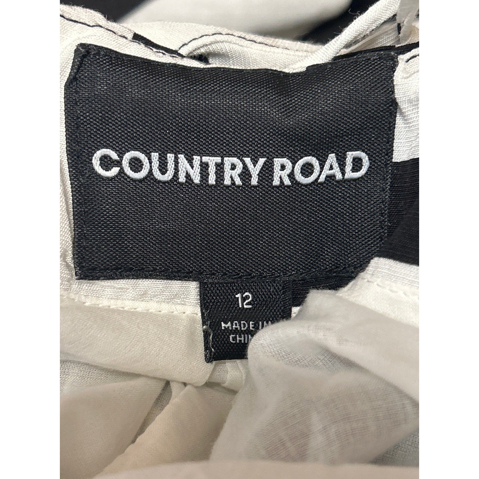 Country Road Black White Linen Abstract Short Sleeve Mini Shift Dress  Brie